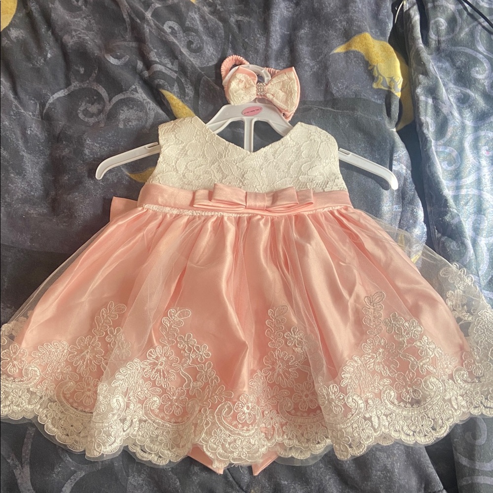 Pink Lace Baby Dress with Bow